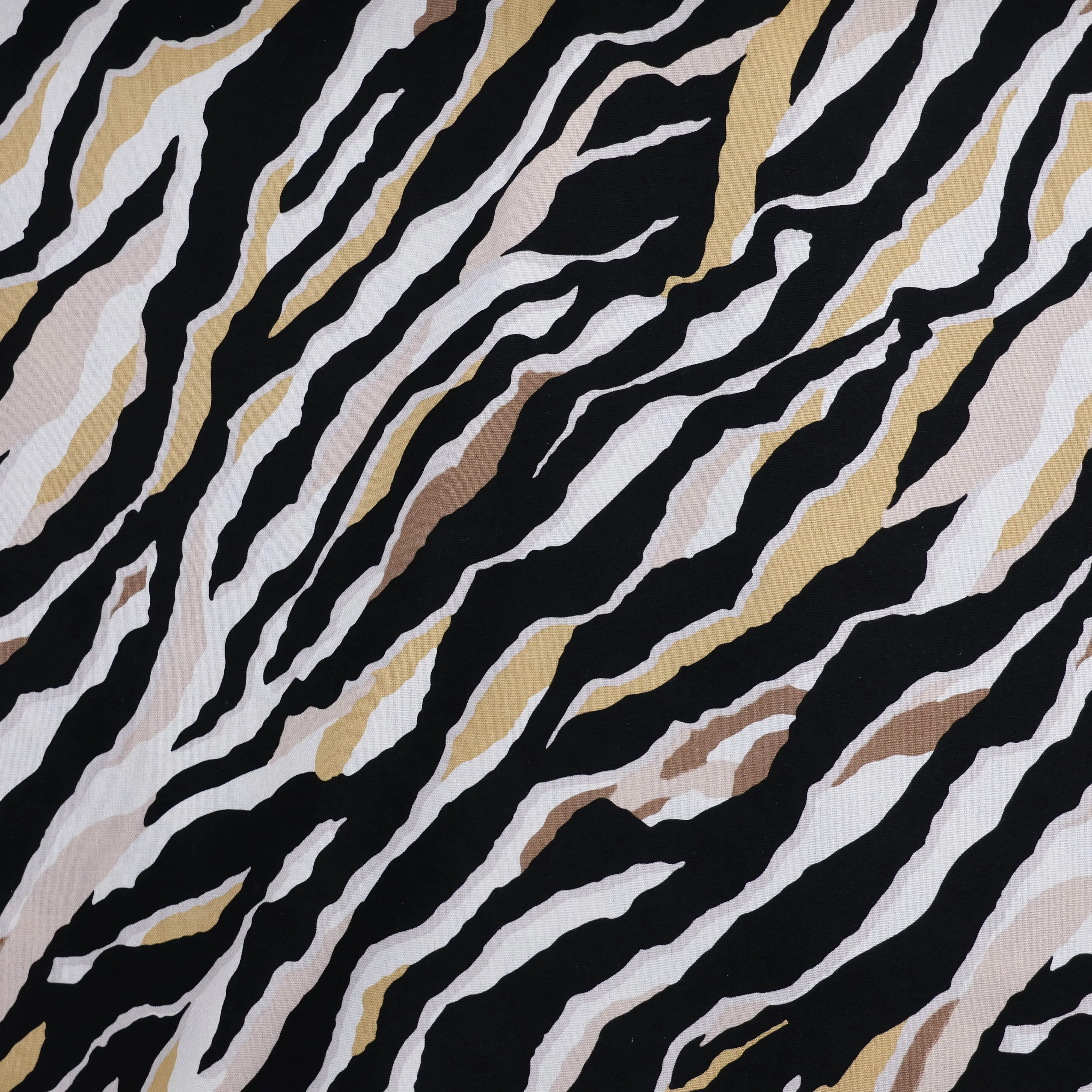 Viscose linnen multicolor beige met zebraprint